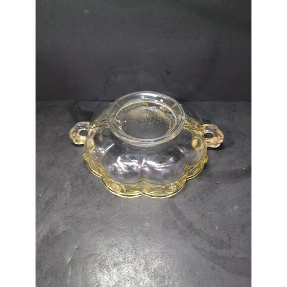 Jeanette Glass Aztec Rose Yellow Bowl, Vintage Scalloped Bowl, Sculpted‎ Roses - Picture 5 of 10